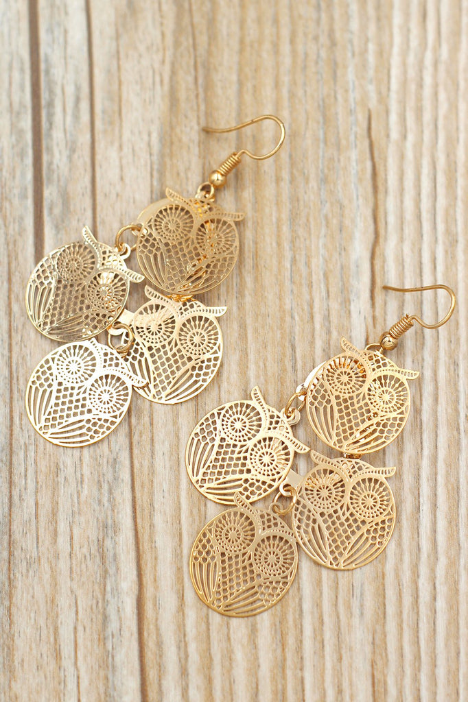 fashion owl crystal necklace earrings set