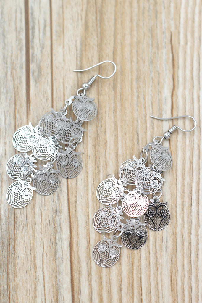 Fashion retro hollow owl earrings