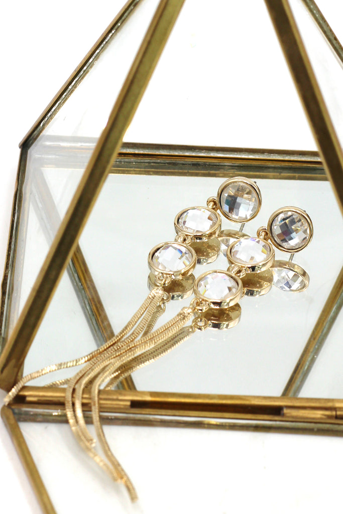 exaggerated tassels round crystal earrings
