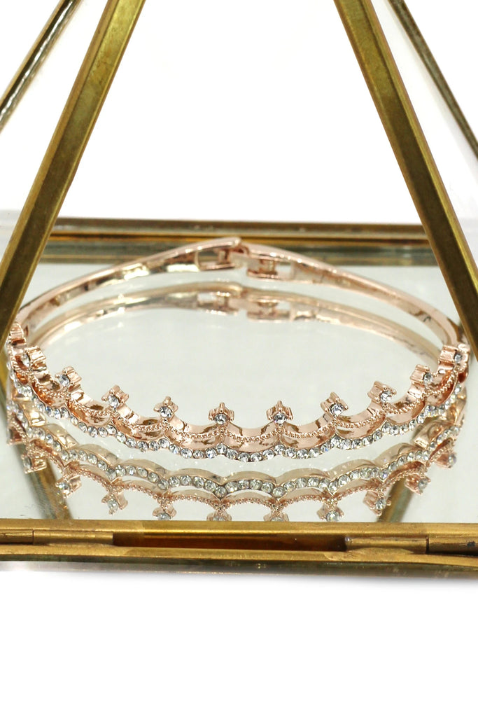 mini crown crystal earring bracelet set