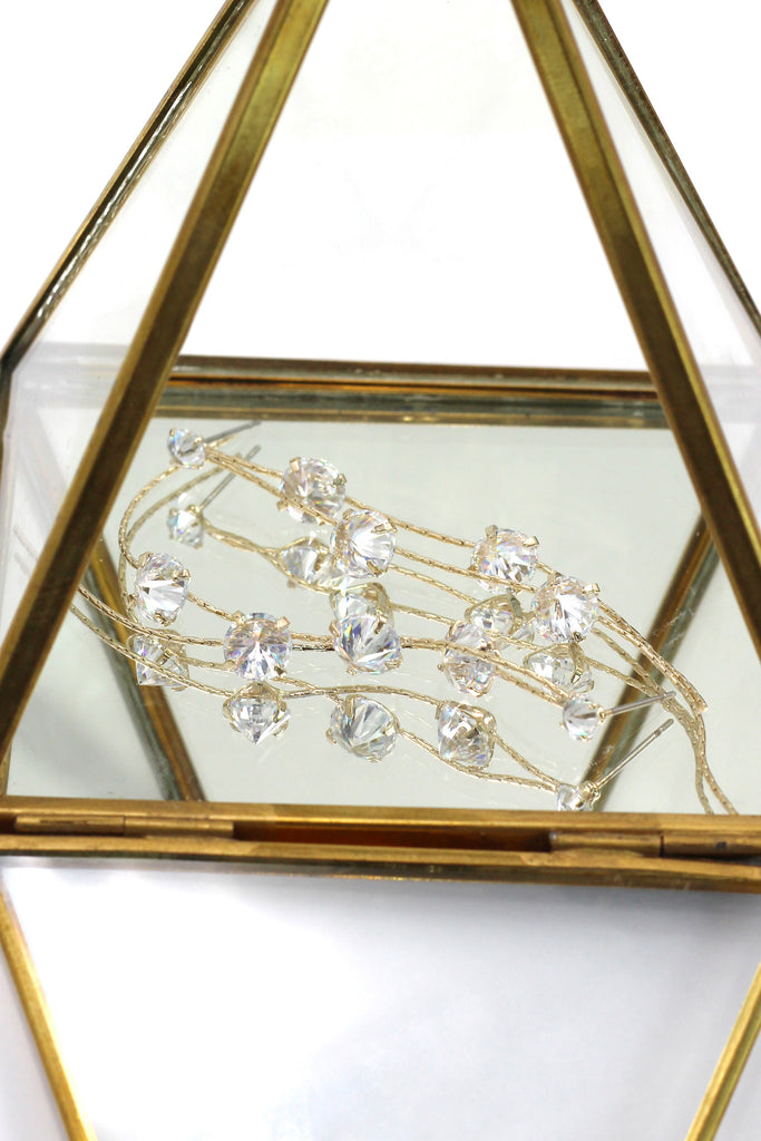 fashion crystal double wire earrings