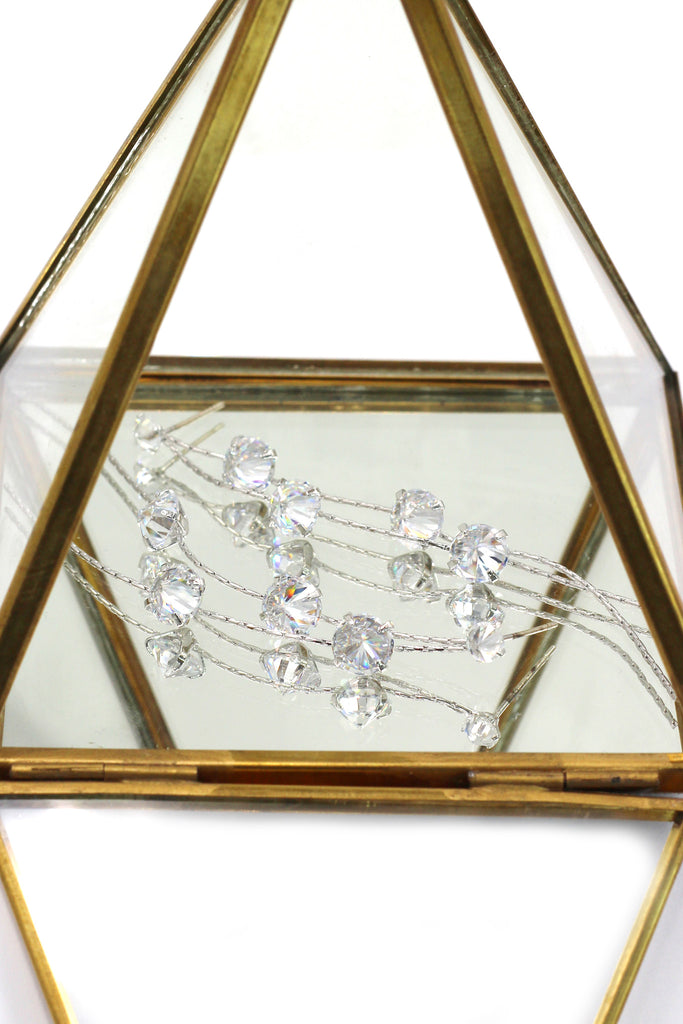 fashion crystal double wire earrings