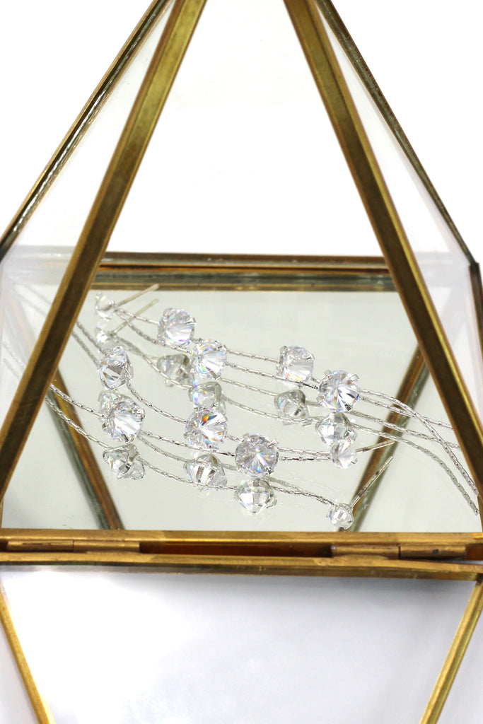 fashion crystal double wire earrings