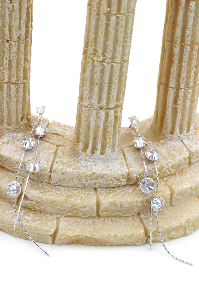 fashion crystal double wire earrings