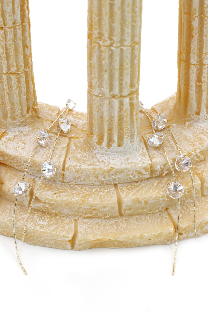 fashion crystal double wire earrings