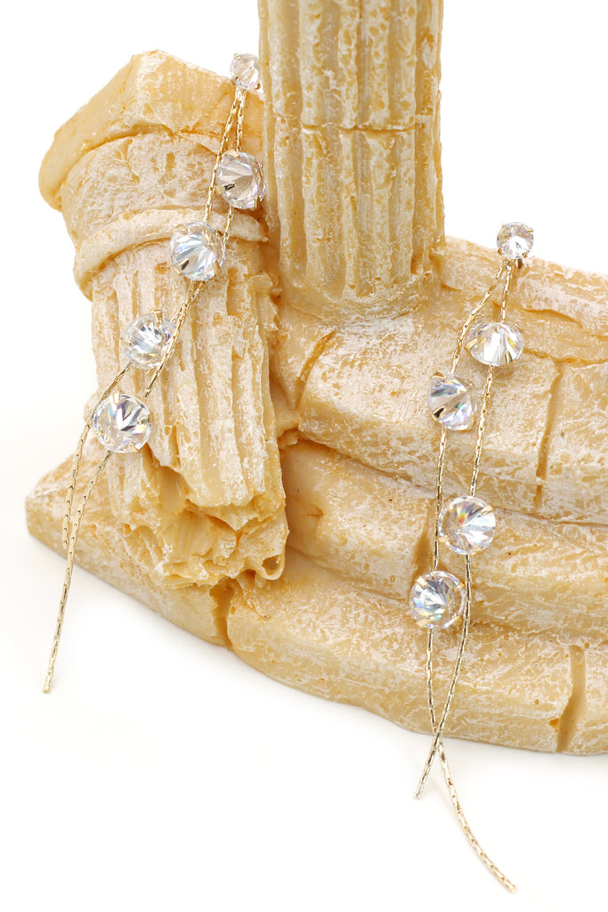 fashion crystal double wire earrings