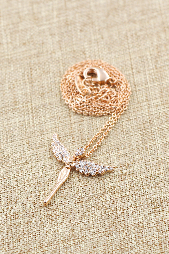 rose gold angel crystal necklace