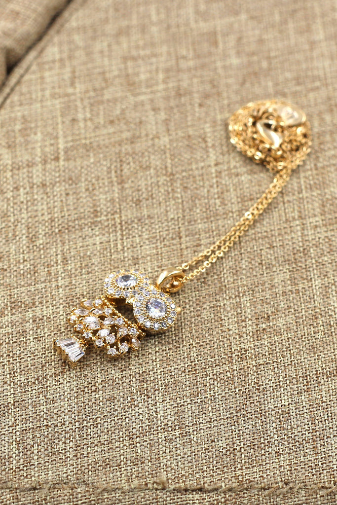 lovely crystal pendant owl necklace earrings set