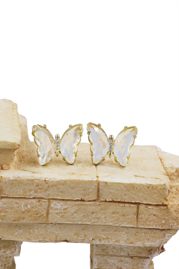 simple colorful crystal butterfly earrings