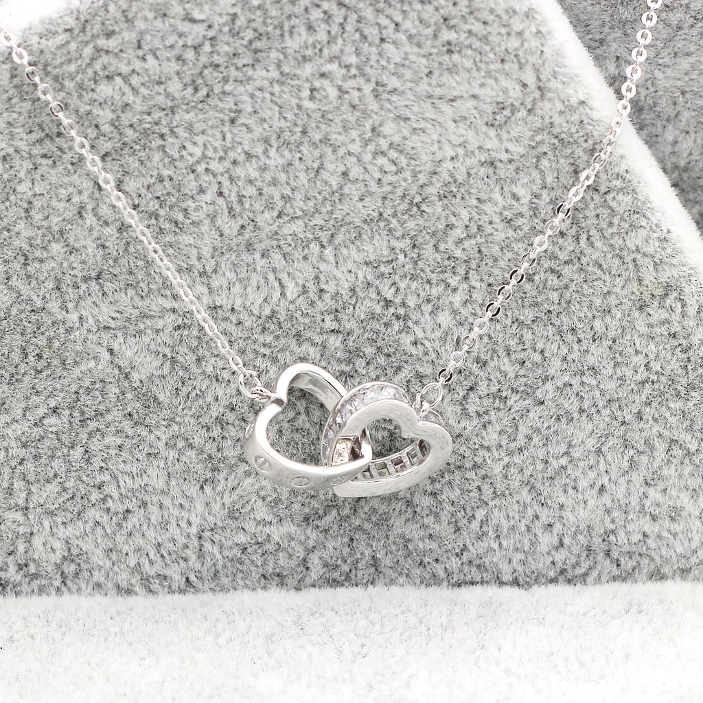 double heart crystal necklace