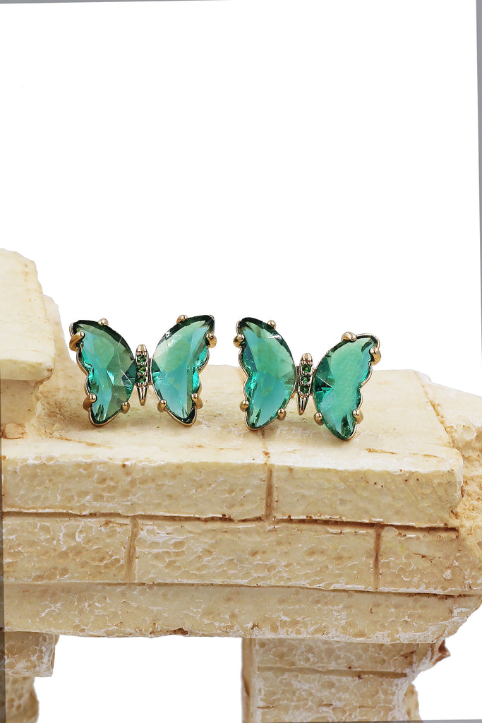 simple colorful crystal butterfly earrings