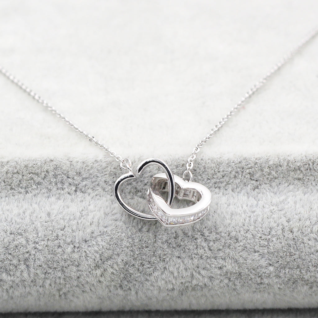 double heart crystal necklace