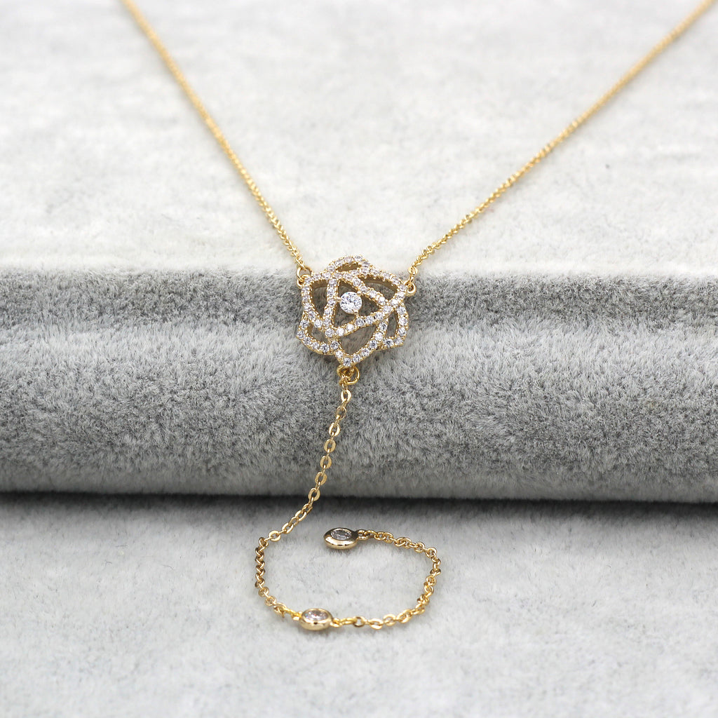 elegant golden rose necklace