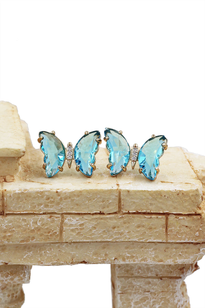simple colorful crystal butterfly earrings