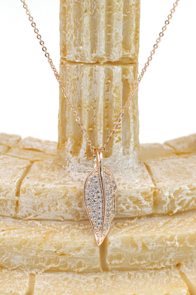 delicate leaves crystal necklace