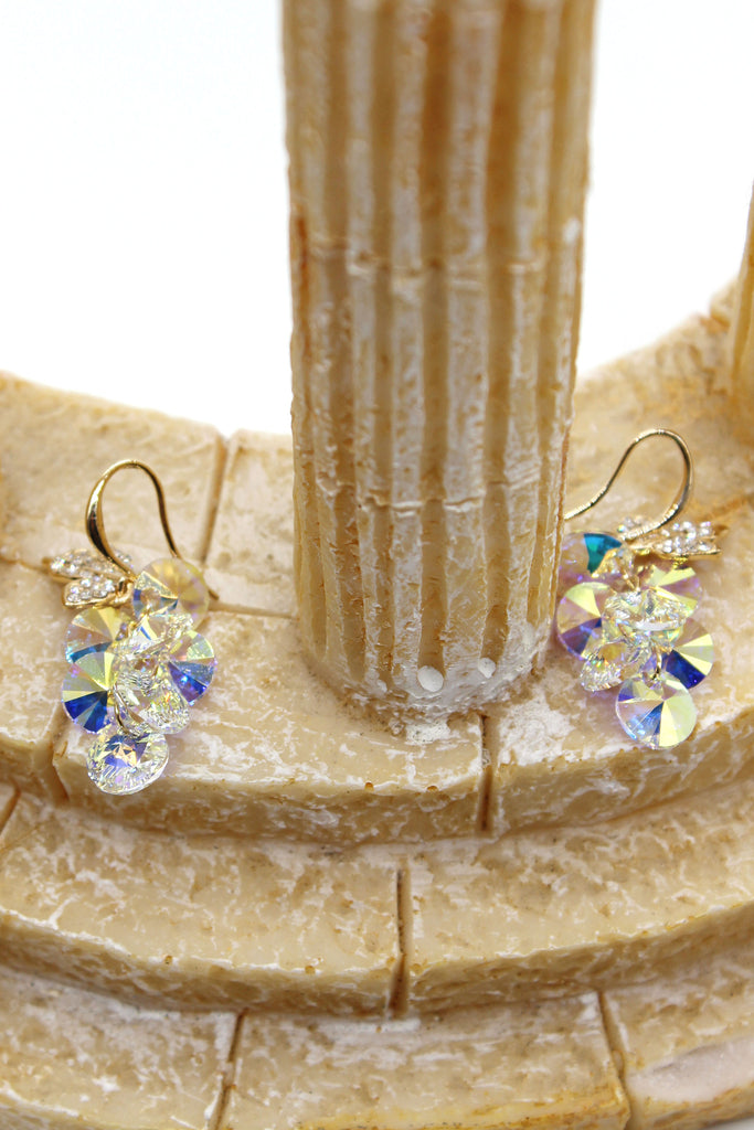 lady swarovski crystal foliage earrings