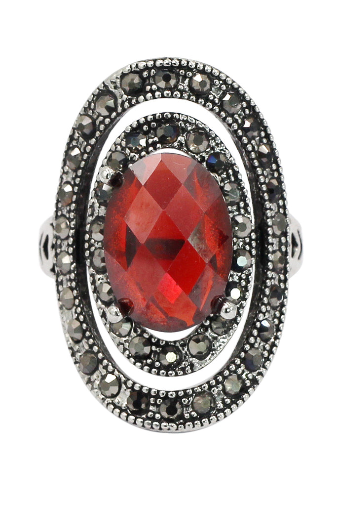 fashion revolve color crystal silver ring