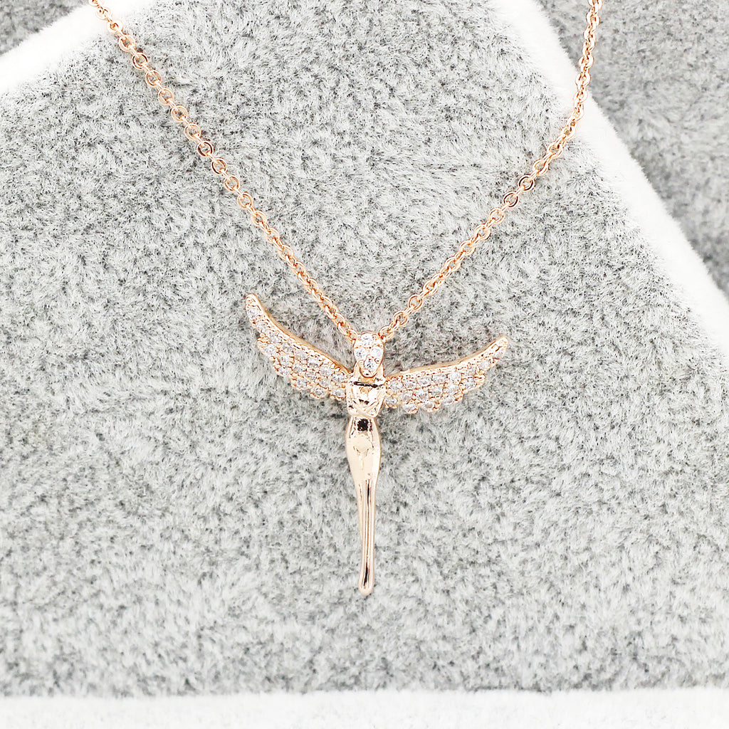 rose gold angel crystal necklace