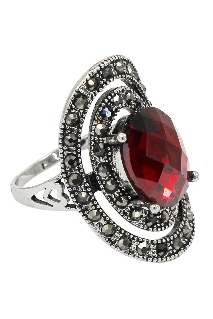 fashion revolve color crystal silver ring