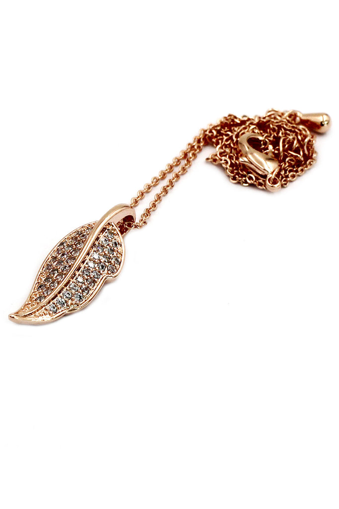 delicate leaves crystal necklace