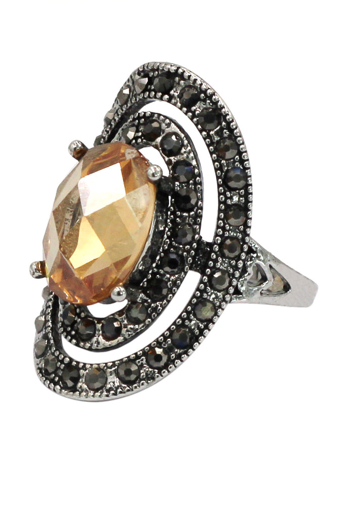 fashion revolve color crystal silver ring