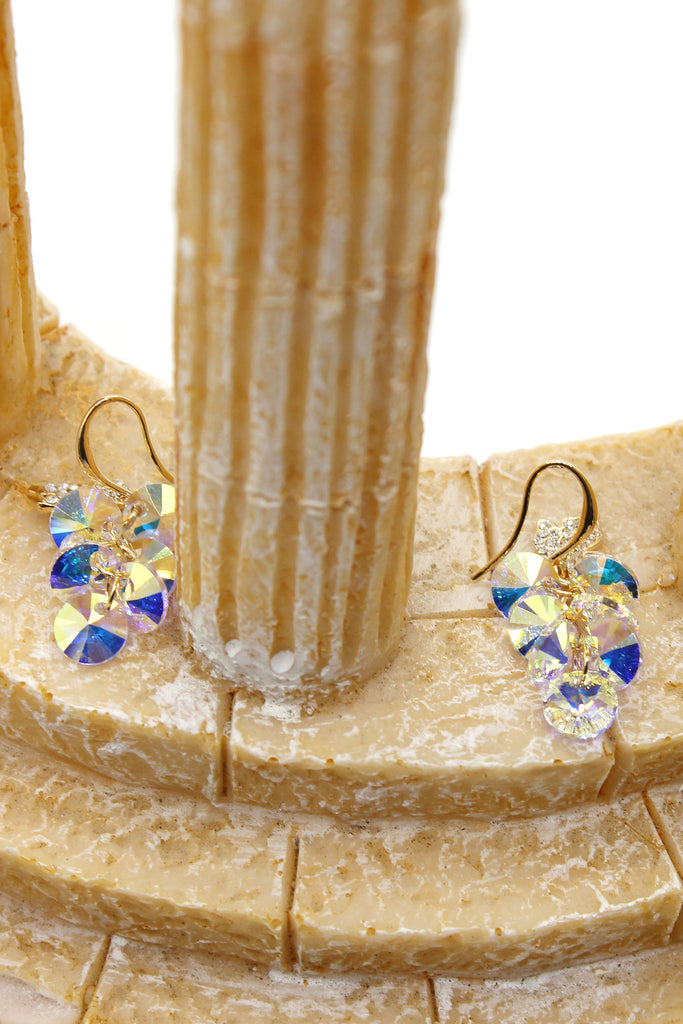 lady swarovski crystal foliage earrings