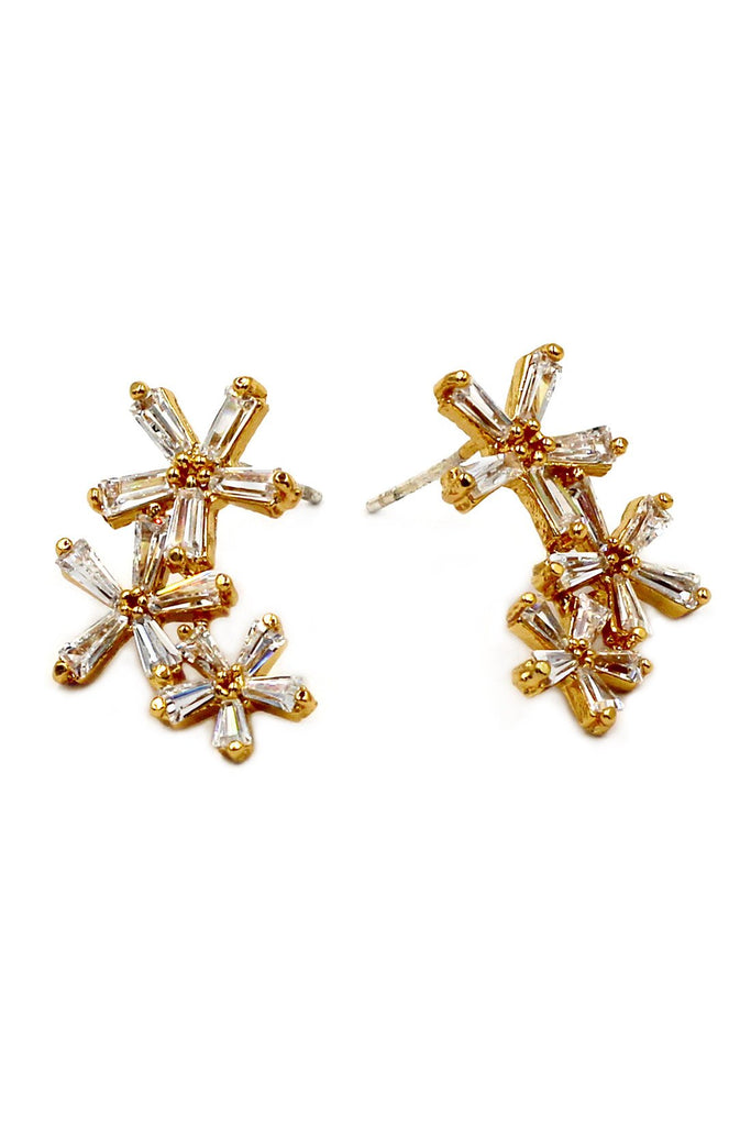 fashion double chain flower necklace earrings set