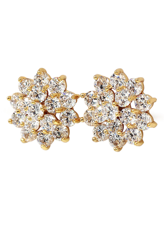 noble golden crystal flower earrings