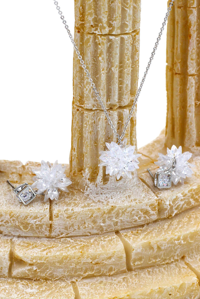 fashion snowflake silver necklace earrings set