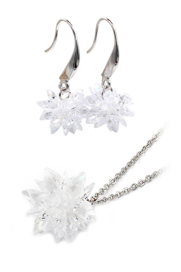 fashion snowflake necklace pendant earrings set
