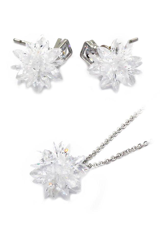 fashion snowflake silver necklace earrings set
