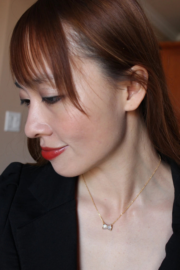 elegant crystal bow earrings necklace set