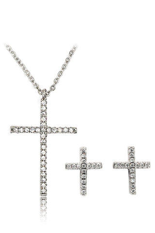 crystal cross silver necklace