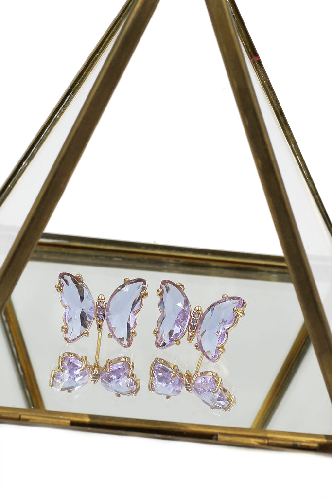 simple colorful crystal butterfly earrings