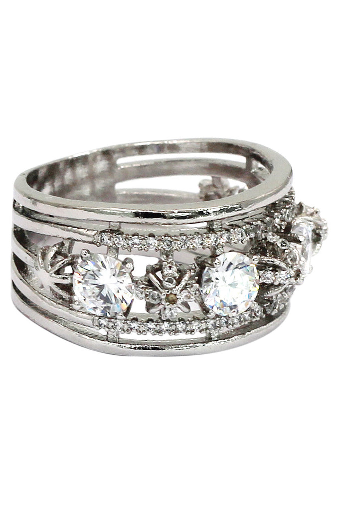 noble silver crystal ring