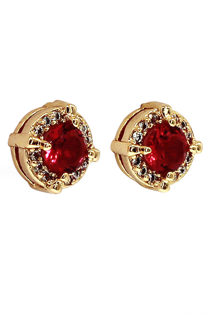 simple red crystal necklace earrings set