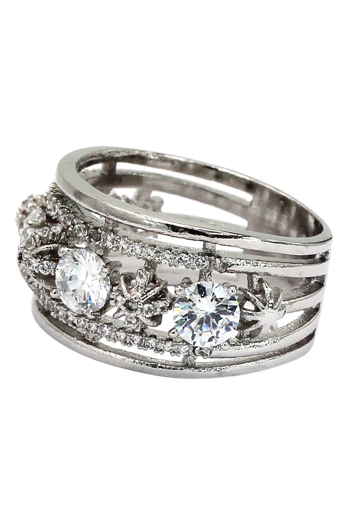 noble silver crystal ring