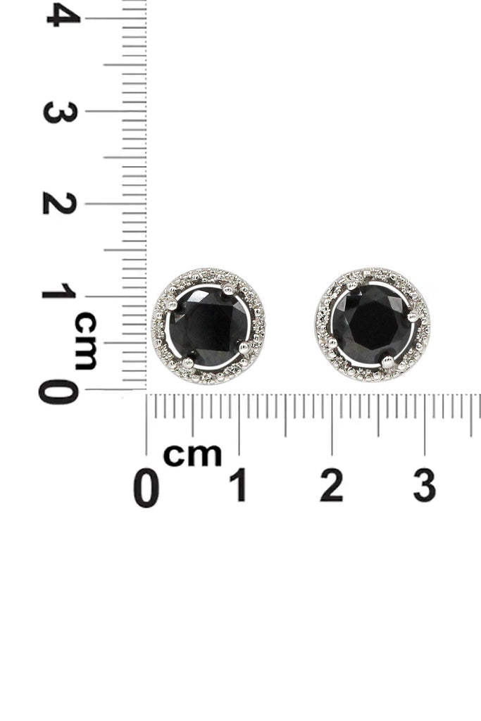 Simple silver crystal necklace earrings set