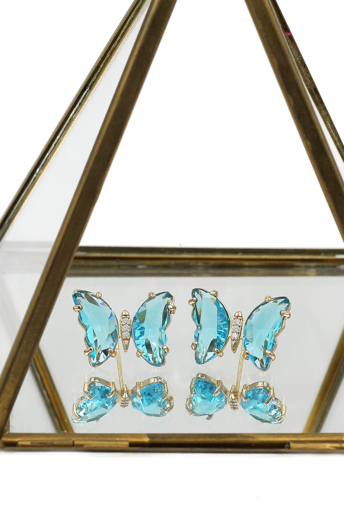 simple colorful crystal butterfly earrings