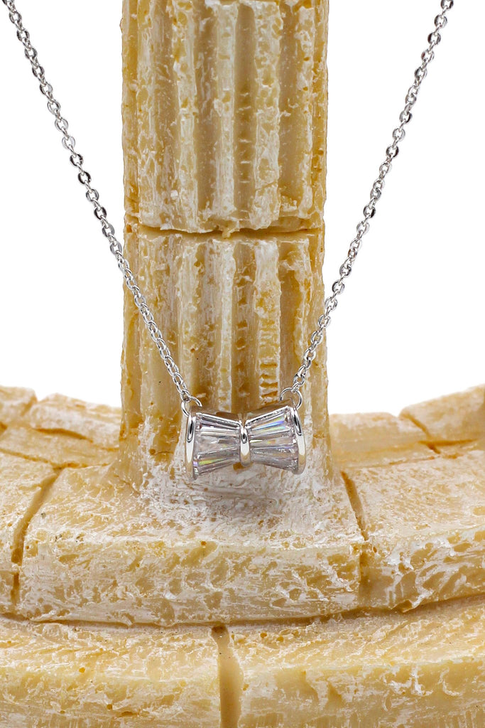 mini crystal bow earrings necklace set