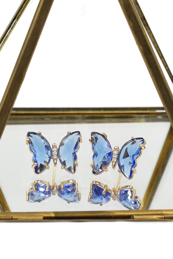 simple colorful crystal butterfly earrings