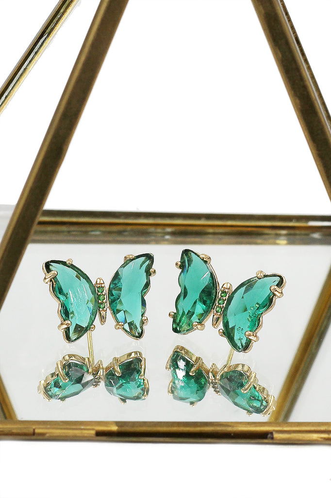 simple colorful crystal butterfly earrings