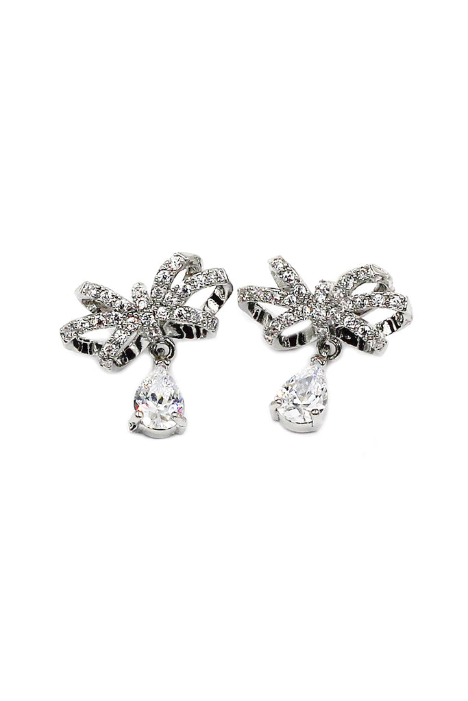 noble bowknot crystal pendant earrings
