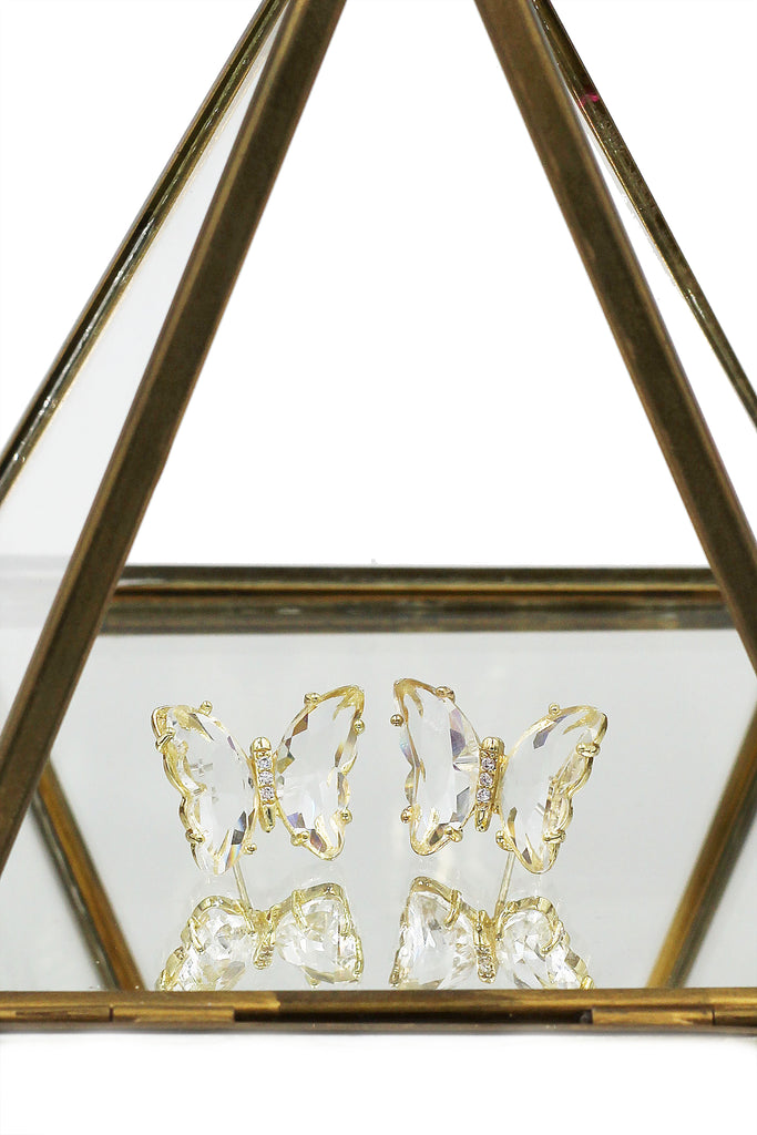 simple colorful crystal butterfly earrings