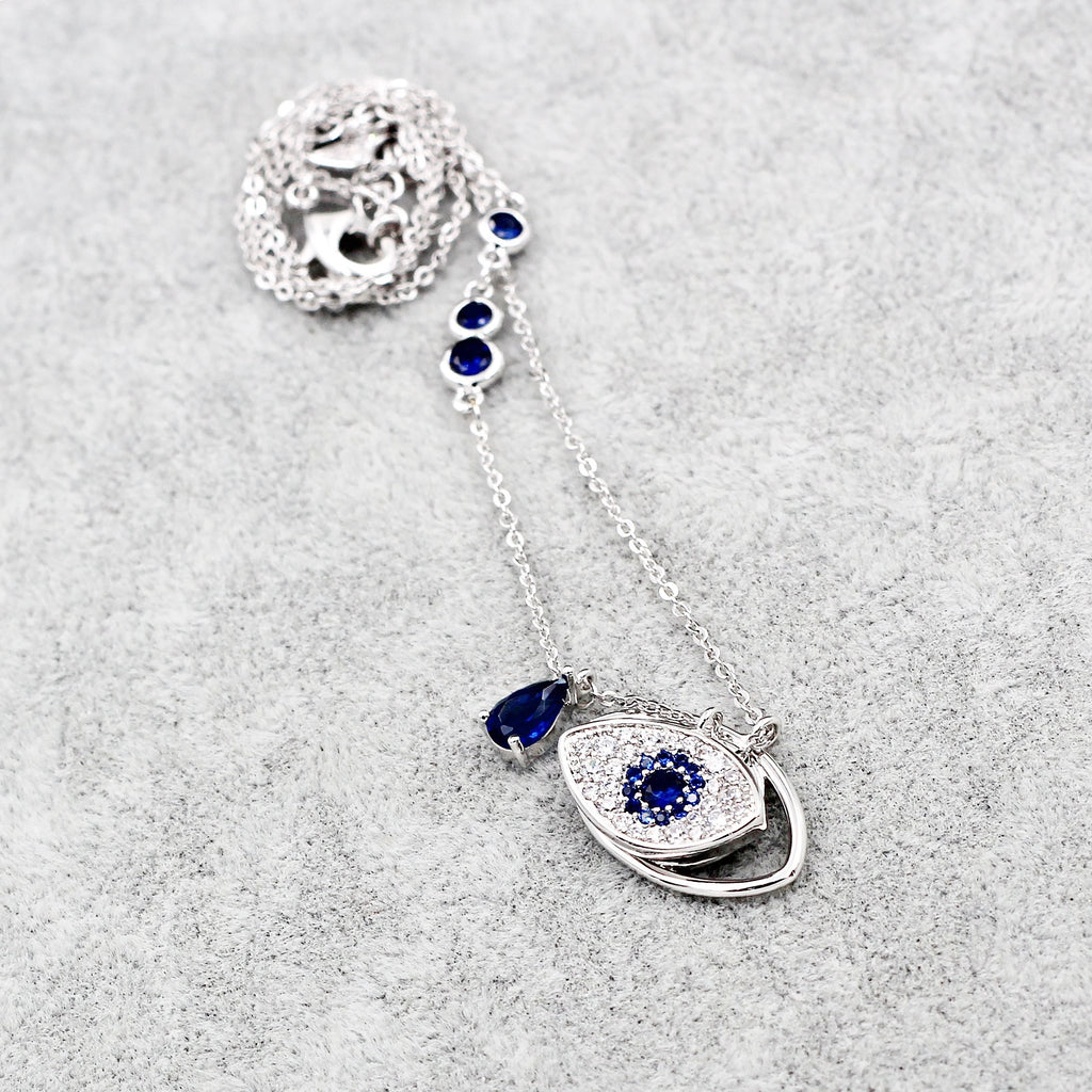 devil's eye crystal earrings necklace set