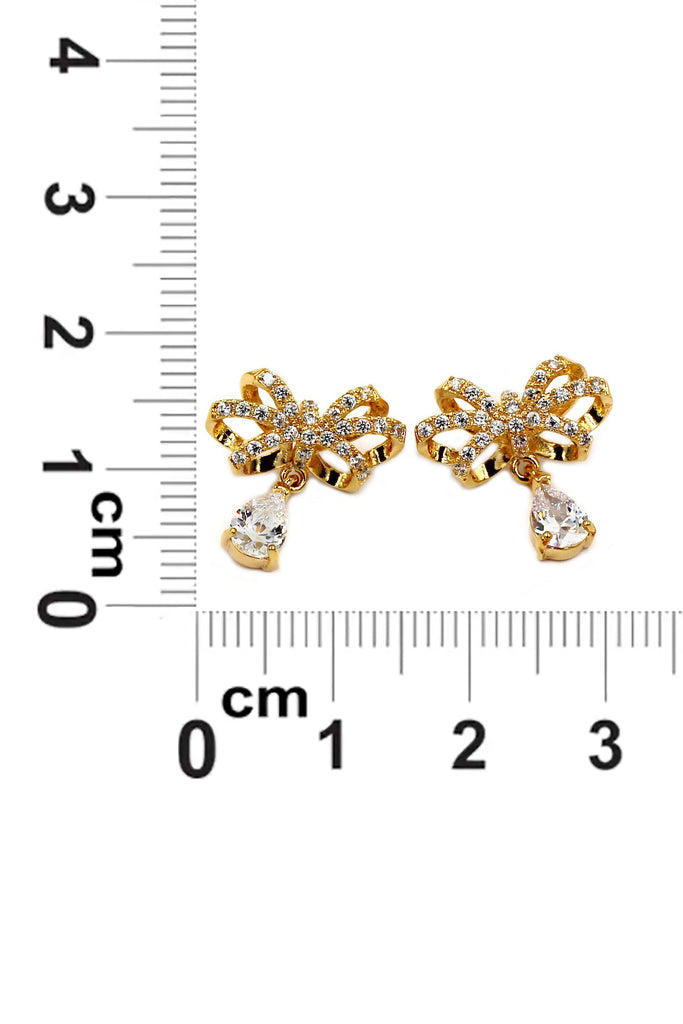 noble bowknot crystal pendant necklace earrings set