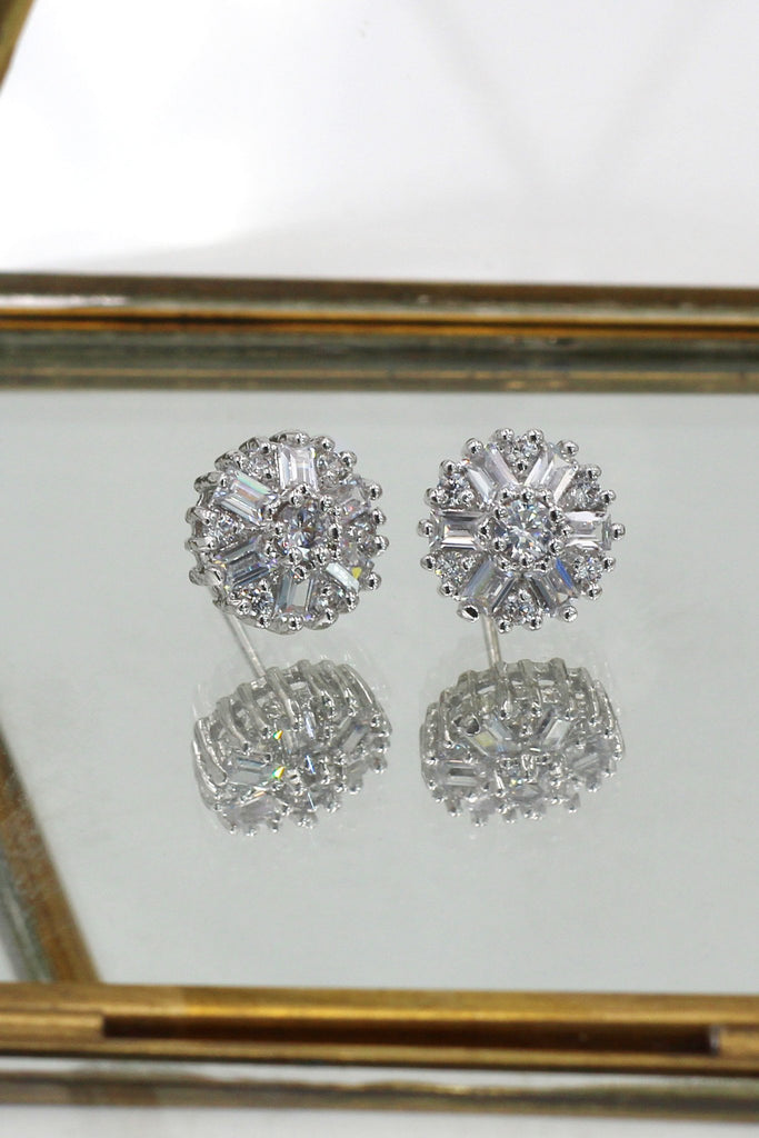 round shiny crystal earrings ring set