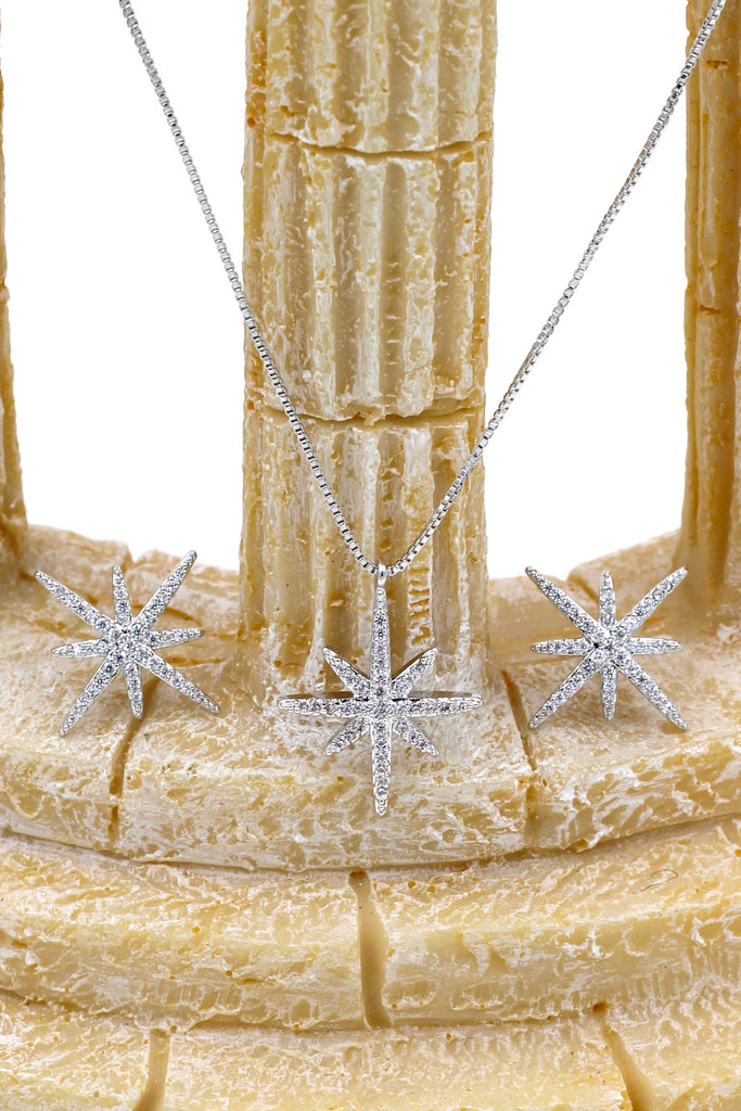 fashion polaris small crystal necklace earrings set