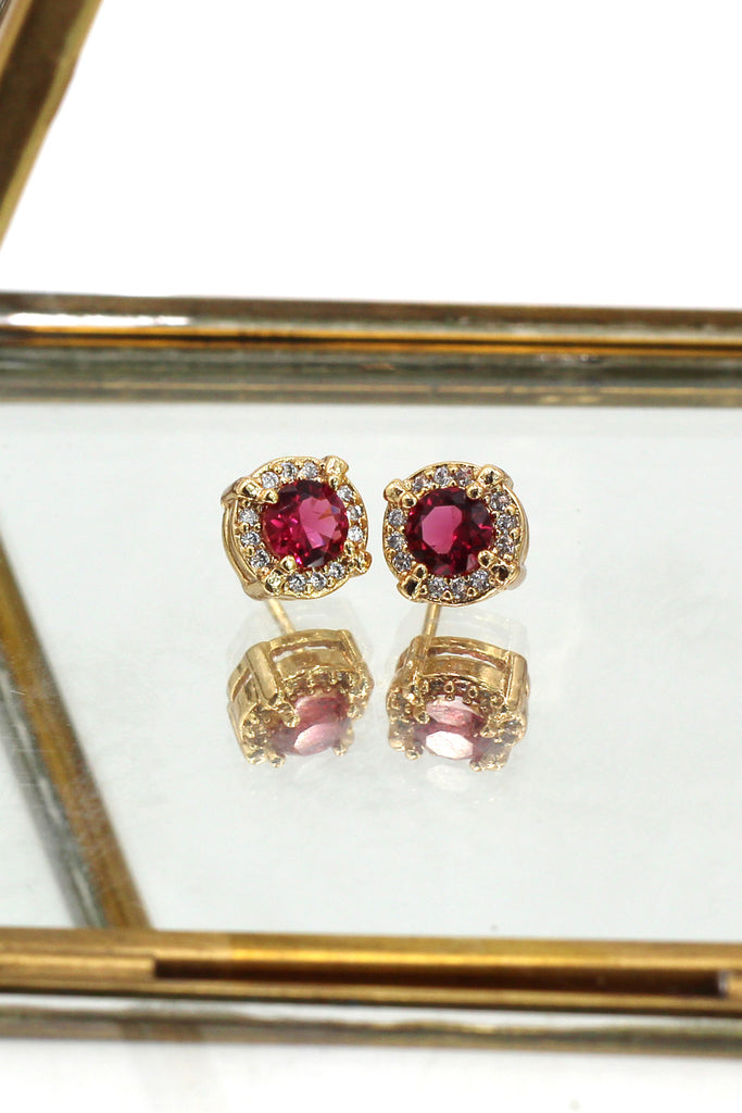 simple red crystal necklace earrings set