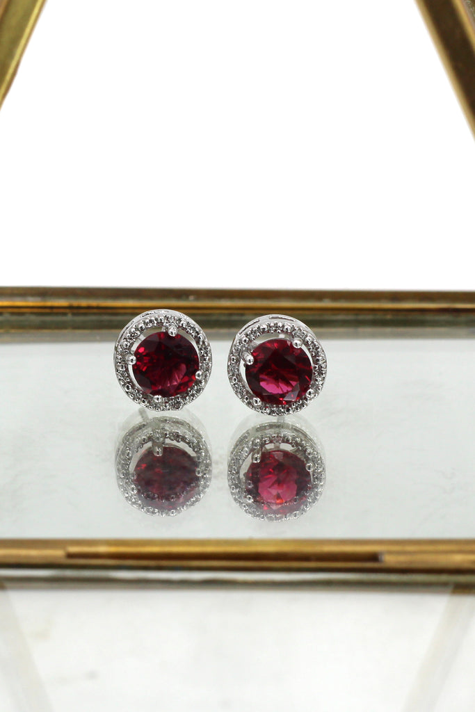 fashion silver red crystal earrings necklace set